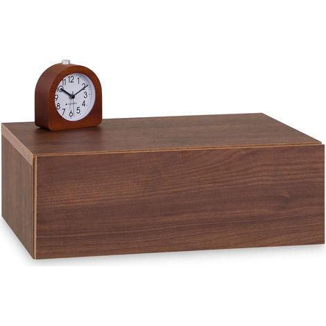 Idimex – Table de chevet suspendue noyer – 1 tiroir sans poignée – Dimensions 15 x 42 x 30 cm – Surface résistante aux éraflures (1/6)