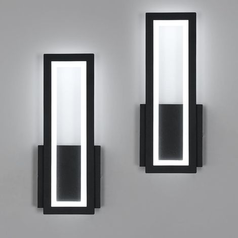 2-teilige LED-Wandleuchte, 16 W, 1800 lm, schwarzes Acrylglas, 6500 K weißes Licht, für Wohnzimmer/Schlafzimmer (1/5)