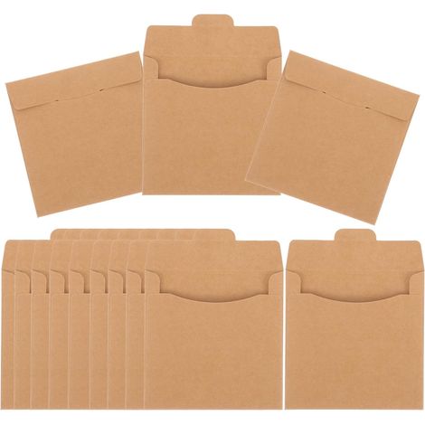 Lot de 50 Pièces en Papier Kraft pour Rangement CD et DVD 50 Pochettes Protège Disques pour Maison et Salle de Référence (1/5)