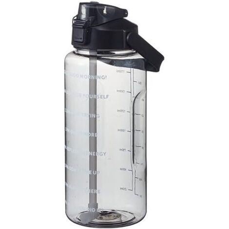 Bouteille d'eau de 2 L avec paille et bouchon à rabat - étanche, sans BPA, réutilisable (1/4)