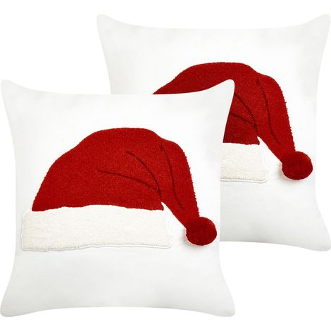 Set di 2 cuscini sparsi in cotone Motivo natalizio 45 x 45 cm Bianco Pretzel