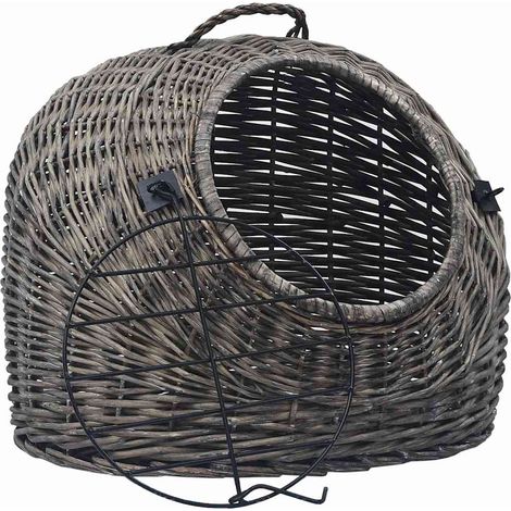 vidaXL Transportín para gatos sauce natural gris 50x42x40 cm (1/2)