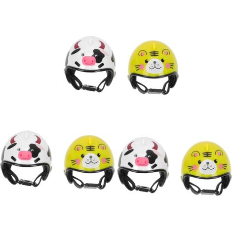 6pièces Casque De Poulet Protecteur Accessoire Amusant Équipement De pour Animaux Le Soleil Pluie avec Motifs De Vache Tigre (1/5)