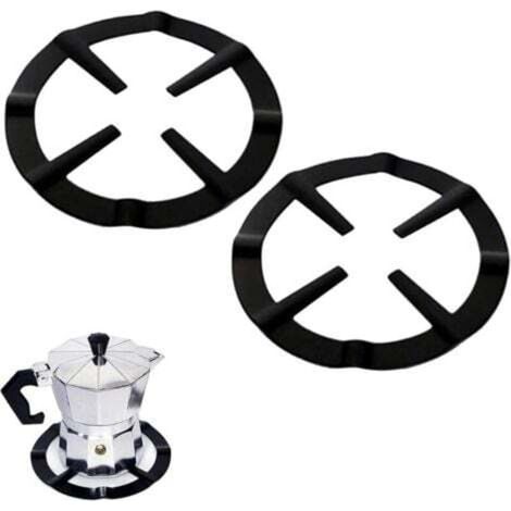 2 Pièce Moka Pot Cuisinière Support Pot Réducteur Anneau Stand Cafetière étagère accessoires Réducteur de Brûleur Support anneau fixation pour cafetière à expresso four et cuisine (Noir) (1/4)