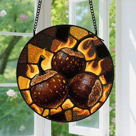 Suspension en vitrail - Attrape-soleil minimaliste artistique, décoration porte fenêtre, cadeau Fête des Mères, Noël pour femme, homme 12,5 cm (1/5)