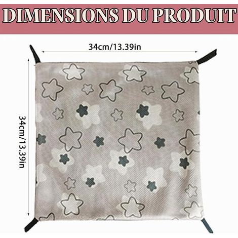 Hamac, Guinée Pig Avocat, cousu à la main, 34 cm x 34 cm, Ferret Cage Freely Ajustable pour le repos Jeu Nap Hut Rabbit House Non-dérapant Design pour lapin, hamster Guinée Pig (Grey Star) (1/4)