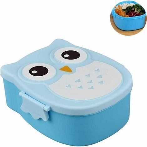 Boîte de rangement en forme de hibou Boîte à lunch portable avec séparateur Boîte à lunch Conteneur de nourriture Boîte à lunch hibou de bande dessinée Boîte de petit déjeuner portable légère (1/5)
