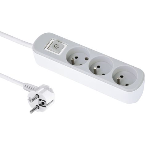 Bloc Multipreses 3P avec interrupteur, Cable 3 M, 3G1,5, Blanc (1/5)