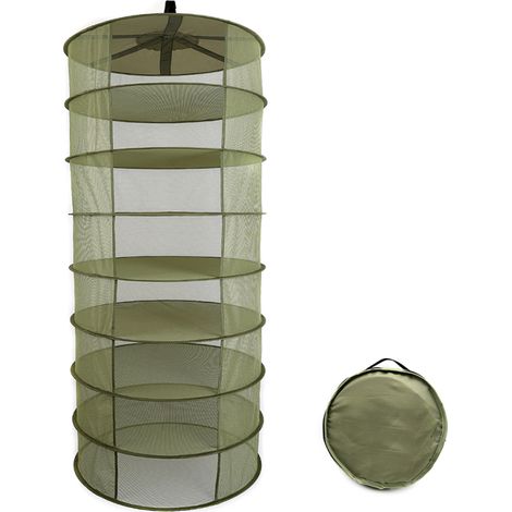 Séchoir à herbes suspendu pliable à 8 niveaux, filet de séchage en forme d'ouverture, sac de séchage en maille de 600 mm de diamètre pour herbes, fleurs, bourgeons et plantes (1/5)