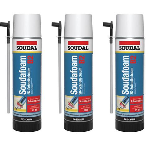 3x Soudal Soudafoam 2K B2 400ml Adapterschaum Zargenschaum Türenschaum PU-Schaum