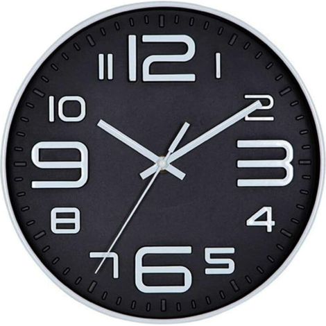 royaluxe - Horloge murale moderne sans tic-tac noire 30 cm, pour le salon, la cuisine, le bureau (1/2)