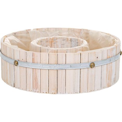 Cesto redondo de madera marrón 40x40x12 (1/5)
