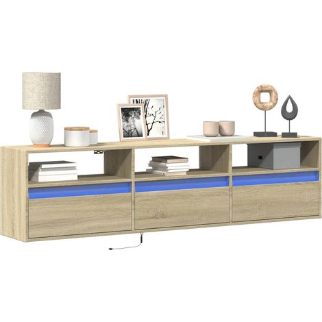 TV-Wandschrank mit LED Sonoma-Eiche 180x31x45 cm (1/5)