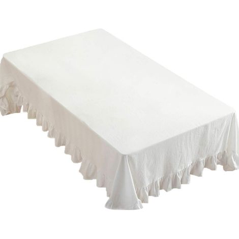 Leinentischdecke mit Lotuseffekt, pflegeleicht, waschbar, 140 x 260 cm, Weiß