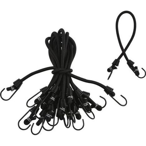 Lntyq Lot de 10 mini tendeurs en latex noir avec crochets en métal durables pour bagages, camping, vélos - 35 cm (1/4)