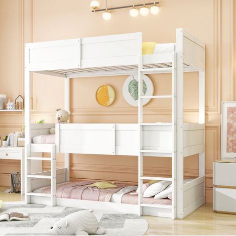 Cama dormitorio triple modular blanca infantil OKMYHOME (1/5)