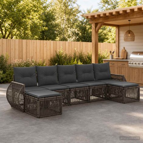 Set Divano da Giardino 7 pcs Grigio e Grigio Scuro polyrattan vidaXL (1/5)