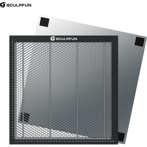 SCULPFUN Plateau nid d'abeille acier pour graveur laser CO2 ou diode 400x400mm table découpe protection plan de travail observation (1/5)