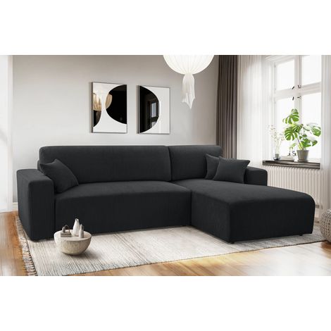 AX LIVING Catea Eckschlafsofa mit Bettkasten R – Dunkelgraues Ecksofa 279cm