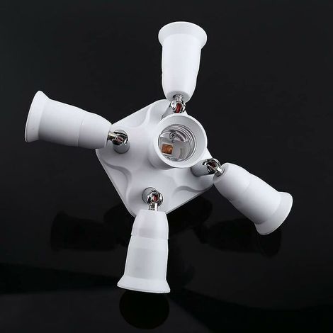 5 en 1 E27 Adaptateur pour Séparateur de Prises Socket Adaptateur Répartiteur Adaptateur de Douille Support de Convertisseur Pour E27 Ampoules LED (1/2)