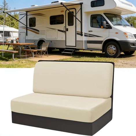 (Velours, Beige) Housse de Coussin de Siège de Caravane, 2 Pièces Jacquard Housses de Coussin Dinette RV Élastique Housses de Siège pour Caravane pour Camping-Car (1/5)