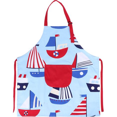 Tablier de cuisine en coton avec sangle de cou ajustable et poche avant (1/5)