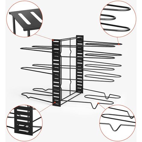 rangement casserole avec 8 CompartimLiesun rangement casserole avec 8 Compartiments Réglables, avec couvercle, dans placard, rangement cuisine assiette, support pour poele. (1/5)