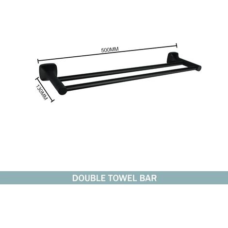 (Porte-serviettes double) Ensemble d'accessoires de salle de bain noir mat, crochet mural en acier inoxydable, porte-papier toilette, barre porte-serviettes, suspension (1/5)
