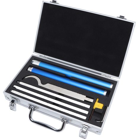 Jeu de 8 outils de tournage bois, inserts carbure de tungstène et acier inoxydable, tour à bois dégrossisseur et finisseur avec manche et clé (1/5)