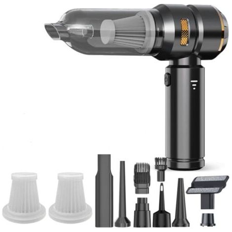 BUNTHAUS Aspirateur à main 4 en 1 sans fil, 3 vitesses 80 000 tr/min, puissant, aspirateur à main sans fil, mini aspirateur, pour voiture, maison et poils d'animaux (1/5)