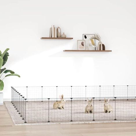 Cage pour animaux de compagnie 36 pièces avec porte, noire, 35 x 35 cm