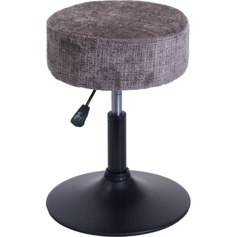 [NEUWERTIG] Hocker HHG-827, Sitzhocker Schminkhocker, höhenverstellbar drehbar Ø 37cm Stoff Chenille (465g/m²) MVG braun