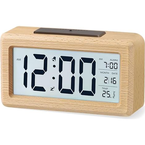 aboveClock Digitaler Wecker aus Holz, LCD-Digitaluhr (1/5)