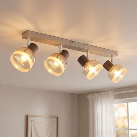 Deckenlampe Deckenleuchte Flurlampe beige Spots verstellbar 4-flammig L 56 cm (1/5)