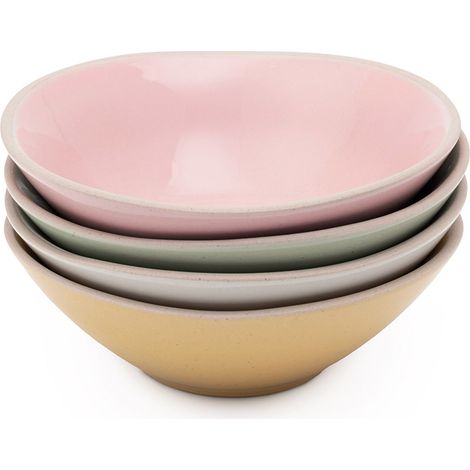 Jamie Oliver Big Love - Juego de 4 cuencos de cerámica cruda de 13,5 cm, colores surtidos, perfectos para aperitivos, tapas y aperitivos, vajilla, lavavajillas, microondas, horno, caja de regalo (1/5)