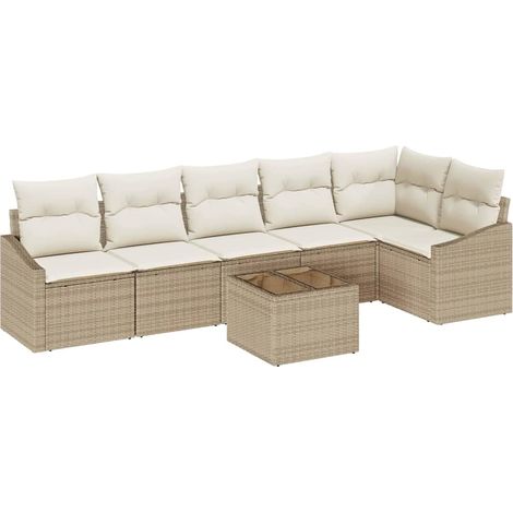 Maison Exclusive - Set di divani con cuscino 7 pcs Beige polyrattan