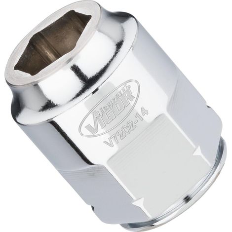 VIGOR Douille plate extra-fine V7202-14 Carré creux 12,5 mm (1/2 pouce) Profil hexagonal extérieur 14 (1/4)