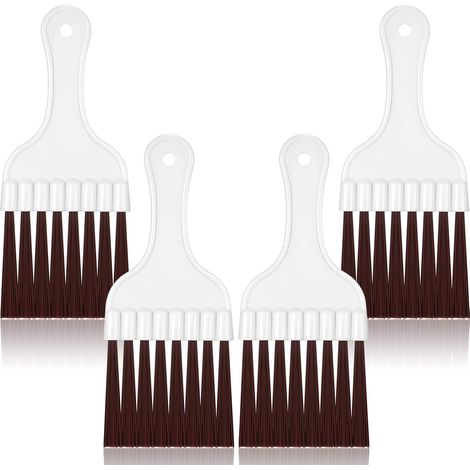 Lot de 4 brosses de nettoyage pour condenseur de climatiseur, brosse de nettoyage pour bobine de réfrigérateur, brosse de nettoyage pour bobine de CVC, petite brosse à fouet en plastique (marron) (1/5)