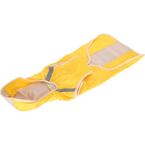 Imperméable pour chien, taille L, jaune, ajustable et léger, avec bande réfléchissante de sécurité. (1/5)