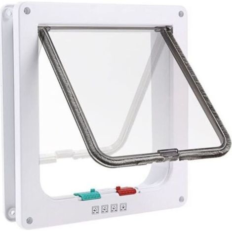 Porte battante pour chiens et chats, 4 voies, 19x19,7x5,3 cm, blanche (1/5)