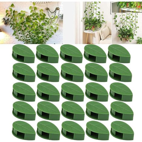 Tuteur pour végétaux 50pcs Clips de fixation murale pour plantes grimpantes, Clips muraux auto-adhésifs en forme de feuille pour plantes de vignes murales (50) (1/5)
