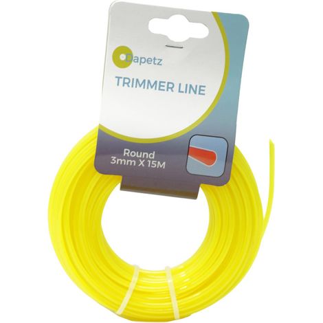 Dapetz ® 15m 3mm Yellow Strimmer Wire Universal String Trimmer Line Nylon Strimmer Cord 1.2mm 1.6mm 2mm 2.4mm 3.0mm Grass Strimming Cable for Garden Weeds Flower Beds (3mm x 15m) (1/5)