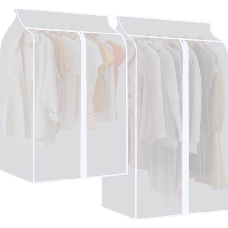 Kleidersäcke, 2er-Pack, staubdicht, große Schutzhülle aus transparentem PEVA (60 x 50 x 90 cm + 60 x 50 x 110 cm) für Anzüge, Mäntel, T-Shirts und Jacken (1/5)