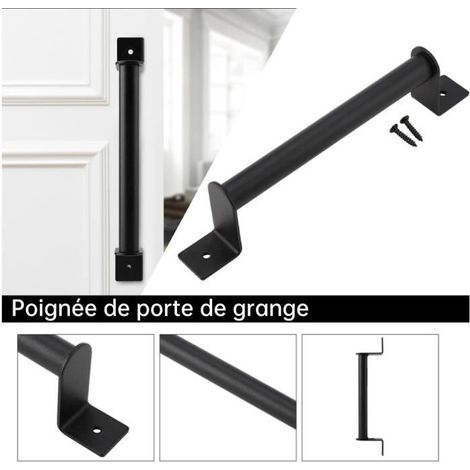 Poignée de porte - Traction - Acier au carbone - Noir - 23x5,5 cm (1/4)