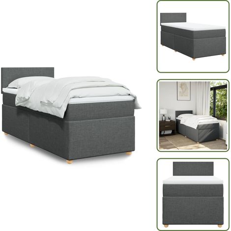Boxspringbett mit Matratze Dunkelgrau 90x200 cm Stoff - Boxspringbett - Boxspringbetten - Bett - Schlafzimmermöbel (1/5)