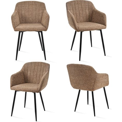 Goeurvant Chaises de salle à manger minimalistes avec assise large et accoudoirs ergonomiques, combinaison de confort et d'élégance - Lot de 4 - Café - Chenille