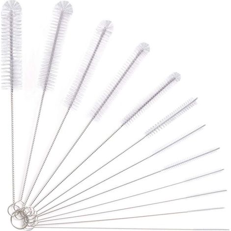 12 x brosses de nettoyage de tube, brosse de nettoyage, brosse de nettoyage pour bouteille en verre, bouilloire pour biberon, tuyau de clavier, brosse de nettoyage, brosse de nettoyage pour bouteille (1/5)