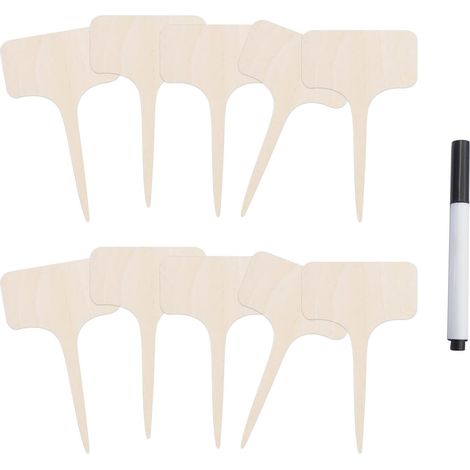 10 Étiquettes de Plantes, Bambou Naturel, Forme T, Double Face, Jardin Intérieur Extérieur (1/5)