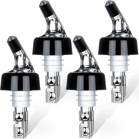 Ensemble de quatre flacons en acier inoxydable (30 ml) – bec verseur adapté au vin, aux cocktails et aux huiles de cuisson.