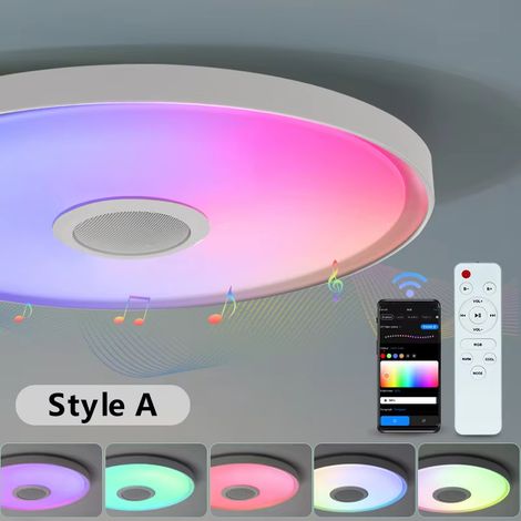 Plafonnier LED RGB 37 cm avec TUYA – Fonction musique intégrée – Haut-parleur et télécommande – Chambre et salon (1/5)